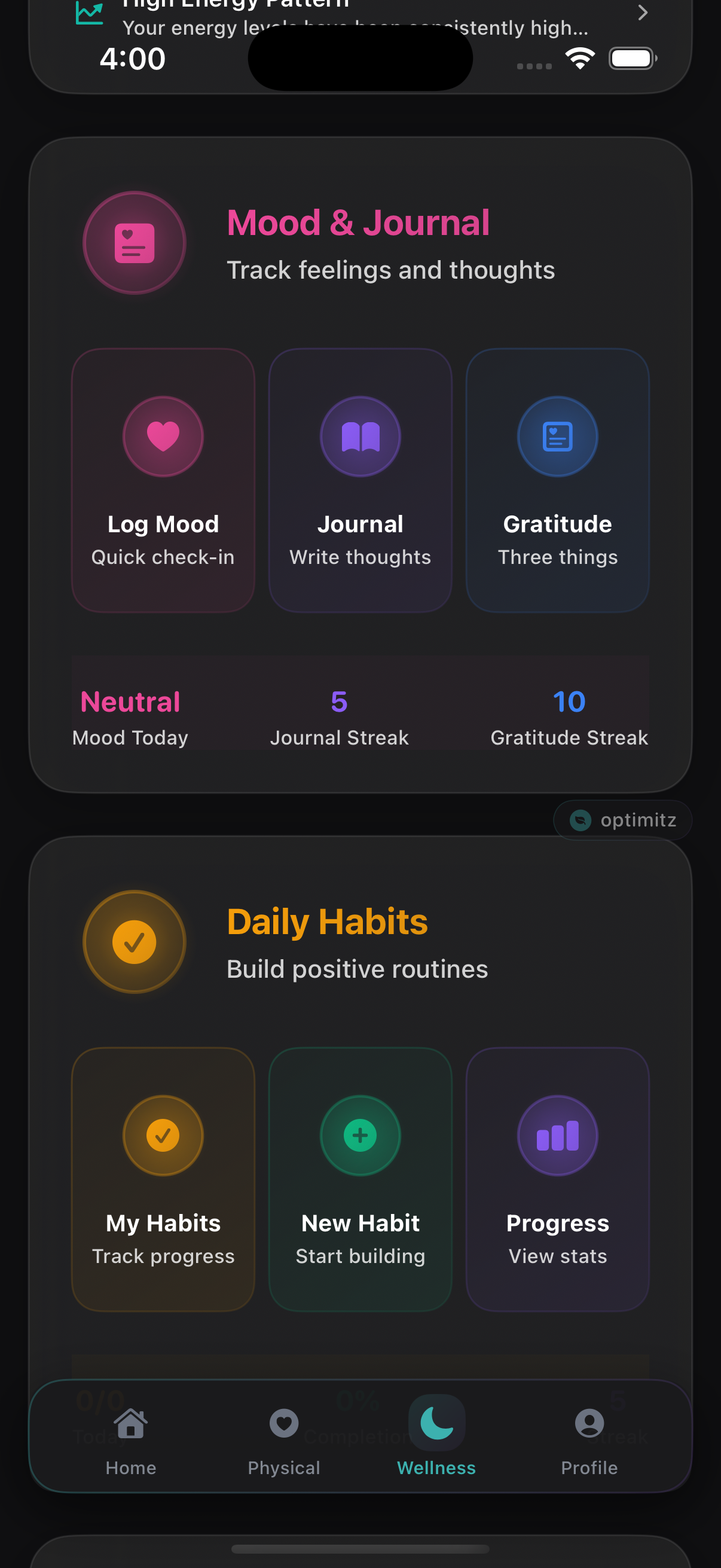 Dark Theme - Health Journal