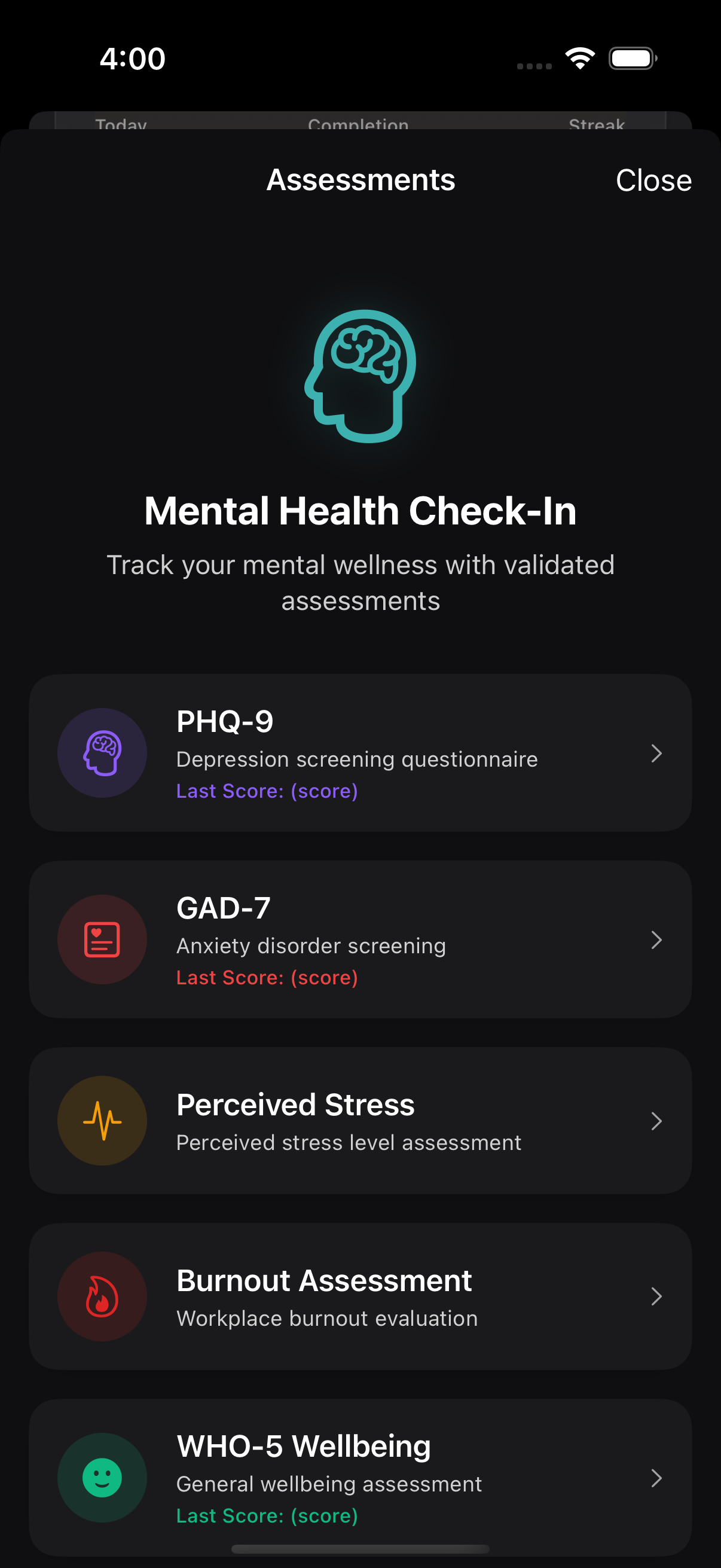 Dark Theme - Mental Health Check